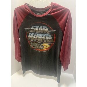 Star Wars Baseball T-Shirt Fifth Sun Black Maroon Mens L
